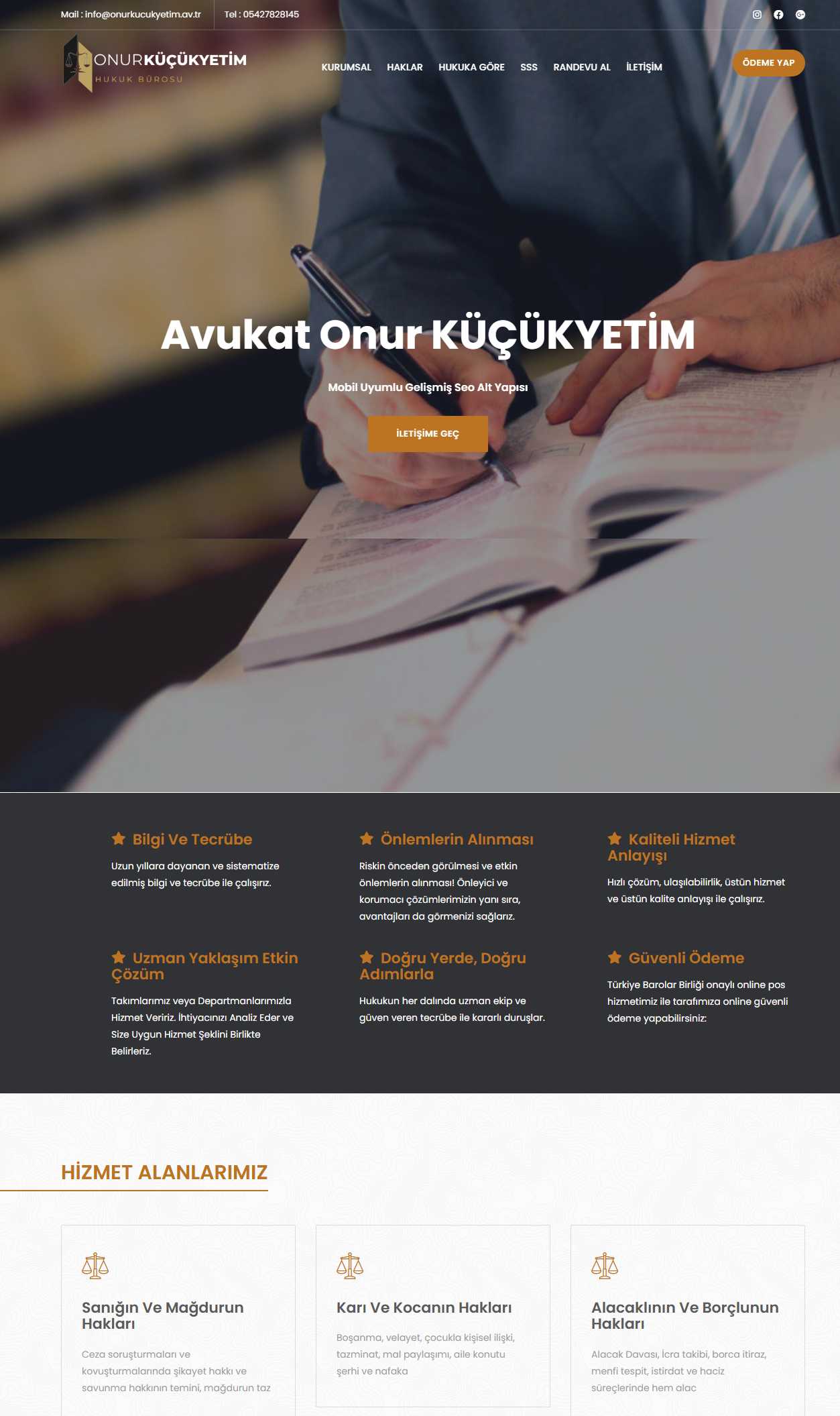 Avukat Onur Küçükyetim internet sitesi tamamlanmıştır.
