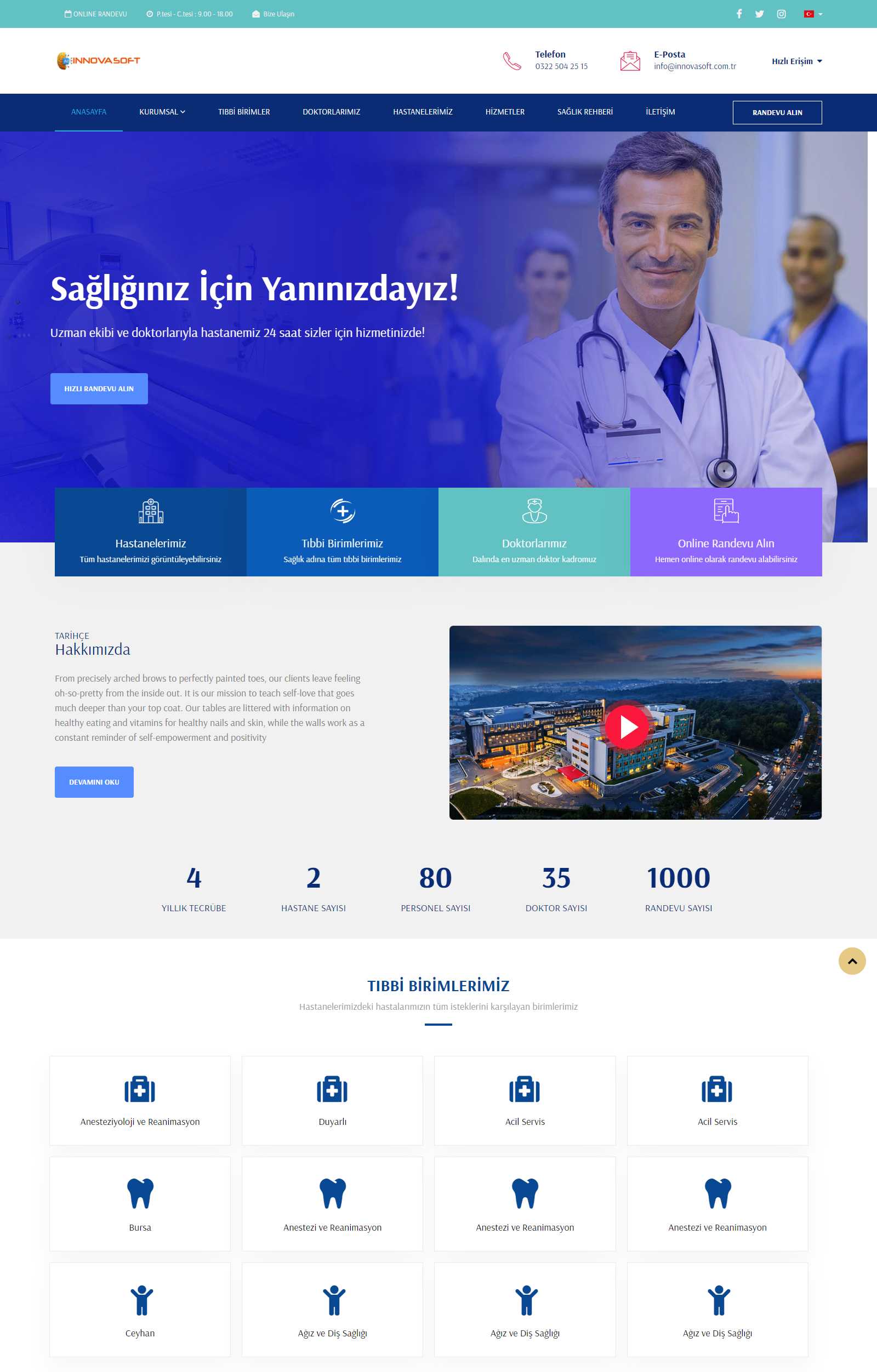 KLİNİK & HASTANE KURUMSAL TANITIM YAZILIMI RANDEVU SİSTEMLİ